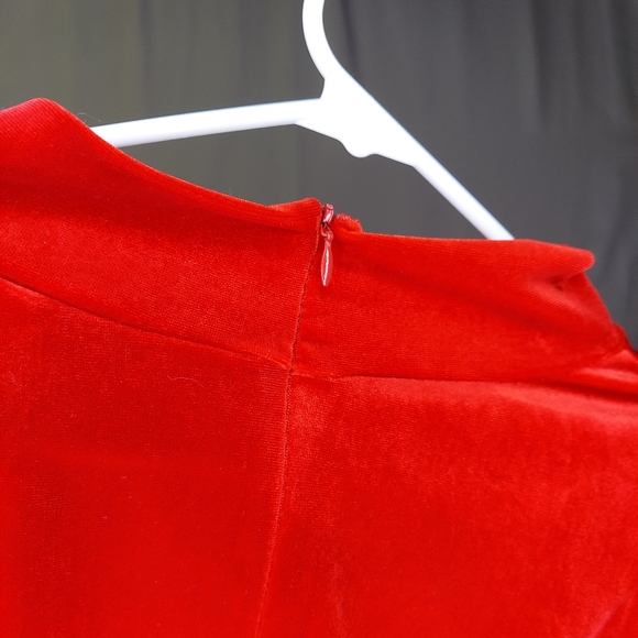 BFA Classics Vtg Velvet Maxi Dress Plus 26W Red Stretch High Neck Zip Sexy  Gown